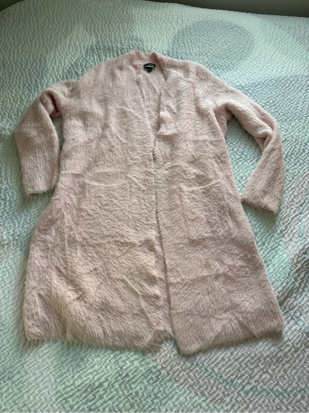 The Limited Light Pink Fuzzy Open-Front Women's Cardigan.